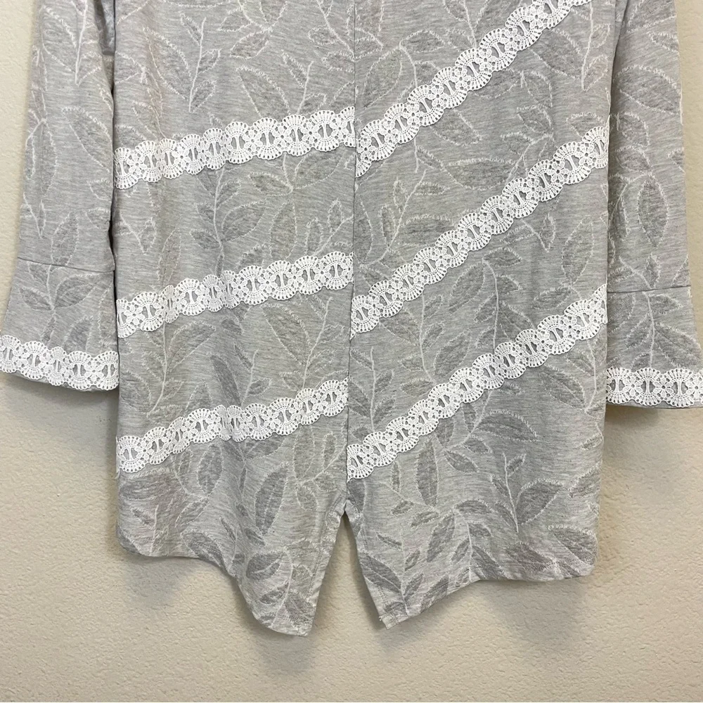 Soft Surroundings Floral Lace Long Sleeve Asymmetrical Tunic Top‎ Gray Size S - Picture 5 of 6